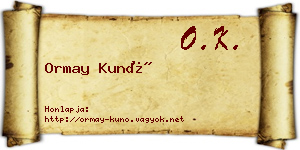 Ormay Kunó névjegykártya
